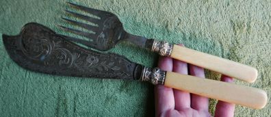 Antique - Silver Plated Edwardian  Fish Serving Set - Silver Plated Edwardian Table Flatware Set