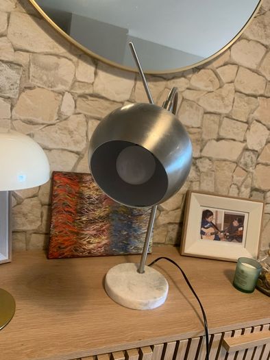 Brush nickel globe lamp with marble base