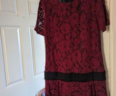 Promod Burgundy Lace Drop Waist 1920s Dress Size 10