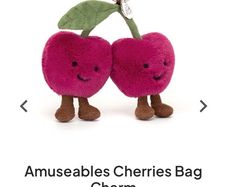 New JELLYCAT Amuseables Cherries Bag Charm
