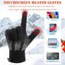USB Heated Gloves for Men Women, 3 Levels Temperature Thermal Heated Mittens, Double-Sided Heating Hand Warmers Rechargeable, Washable Touch Screen Full Finger Electric Heated Gloves for Winter Image 3