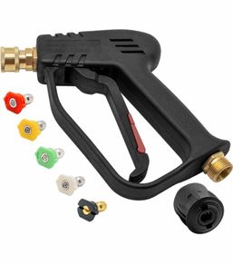 4000PSI High Pressure Washer Gun with 5 Water nozzle Tip, Cleaner Gun Car Wash Water Gun for Car Cleaning (M22 14MM Hose Connector & Karcher Quick connector)