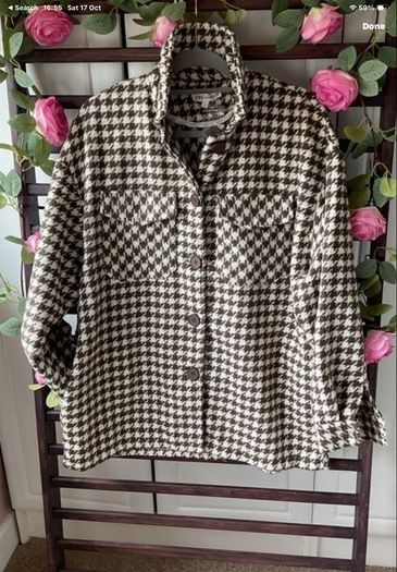 jacket bnwt brown check herringbone Shacket jacket size large