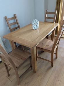 Solid Wood Dining Table and 4 Chairs Set