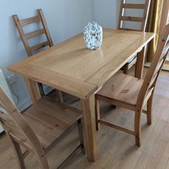 Solid Wood Dining Table and 4 Chairs Set