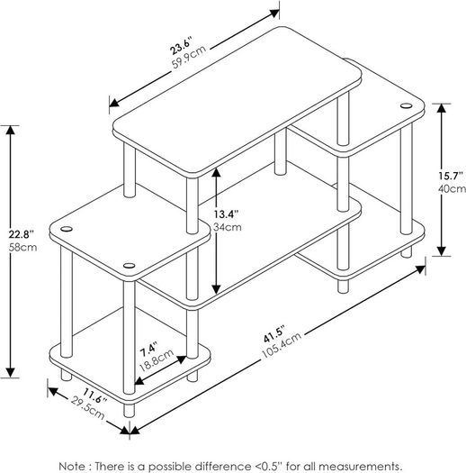 NEW SALE | Turn-N-Tube No Tools Entertainment Center, TV Unit, TV Stands, French Oak/Black, 105.4 (W) x 58 (H) x 29.5 (D) cm