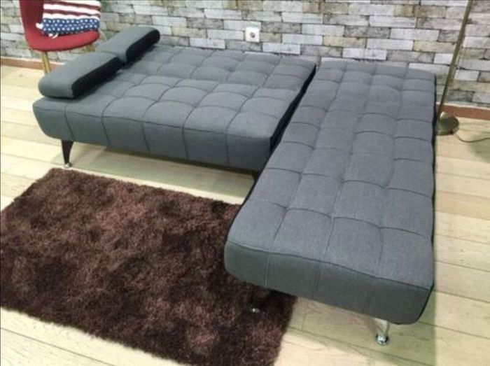 Dark Grey fabric Stylish Corner Sofa Bed with Chaise Longue