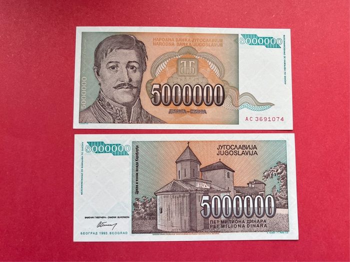 Yugoslavia  5000000 Dinara  1993.( Uncirculated )