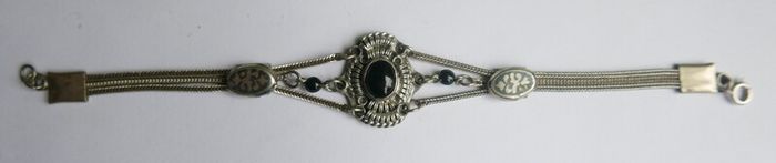 Vintage Sterling Silver 925 Onyx Bracelet Length 7.5" - 13,8g