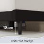 King Bed Frame, Black, Upholstered Wooden Slat Bed Frame with Headboard Image 4