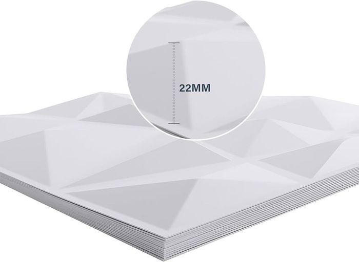 NEW SALE |  3D Wall Panels 19.7x19.7 Inch Wall Panels 12 Pack Wall Panelling Decorative Diamond Wall Tiles White for Living Room, Bedroom, Bathroom, Interior Home Wall Decor(50cmx50cm)