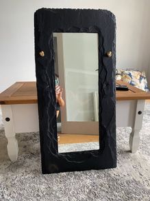 Handmade black slate mirror