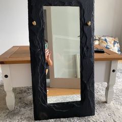 Handmade black slate mirror