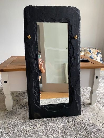 Handmade black slate mirror