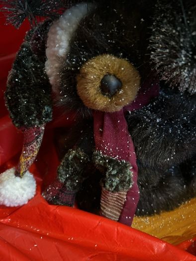 Christmas Bear and baby Bear decoration Vintage on a wooden base classic