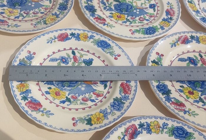 Beautiful Masons Patent Ironstone Set of Six Bread and Butter Plates in the Regency Pattern, Circa 1940 to 1950