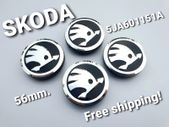 1set (4caps) Black Chrome logo SKODA Octavia Superb Fabia Yeti wheel center cap 5JA601151A 56mm caps