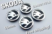 1set (4caps) Black Chrome logo SKODA Octavia Superb Fabia Yeti wheel center cap 5JA601151A 56mm caps
