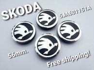 main image for ad 1set (4caps) Black Chrome logo SKODA Octavia Superb Fabia Yeti wheel center cap 5JA601151A 56mm caps