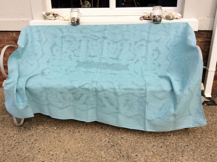 Blue Damask Linen Tablecloth