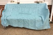 Blue Damask Linen Tablecloth