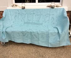 Blue Damask Linen Tablecloth