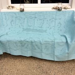 Blue Damask Linen Tablecloth