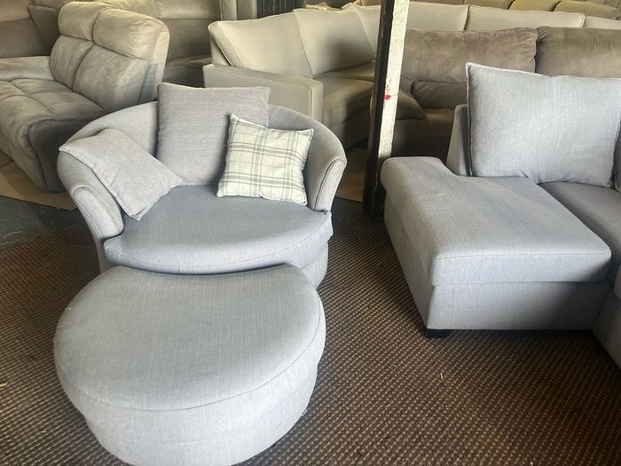 Grey corner sofa with matching armchair couch