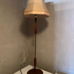 Vintage Mid Century Teak Floor Lamp with Original Shade