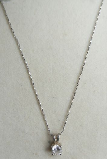 Vintage Sterling Silver 925 Cubic Zirconia Pendant Necklace - length 18" - 2,3g