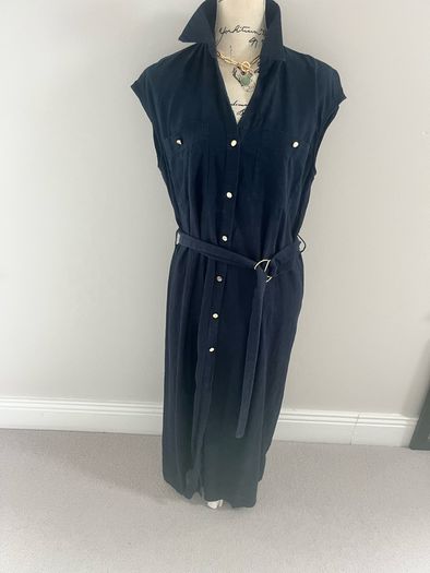 Zara Navy Linen Dress