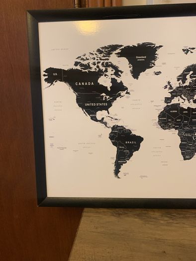 framed world map 60 x 40 cm