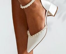 Linzi Swan Bridal Satin Pearl Heels UK Size 8