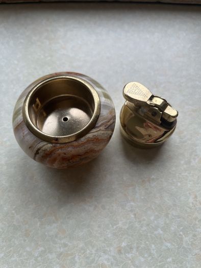 Vintage Japanese Green/Brown 1960's Onyx Marble Stone 3 pce set