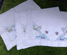 antique Irish linen x 3 tray cloths, table centerpieces, runners