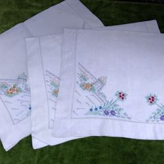 antique Irish linen x 3 tray cloths, table centerpieces, runners