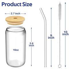 Glass Cups and Straws (4 each)