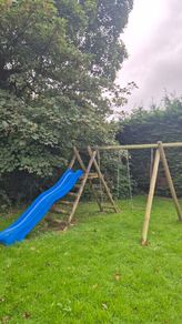 Wooden Swing Set with Slide