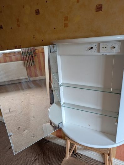 Bathroom Cabinet c/w clock, light and shaving socket