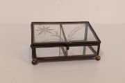1950s Vintage Glass and Brass Trinket Box