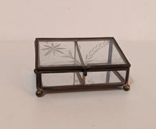 1950s Vintage Glass and Brass Trinket Box