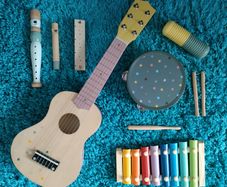 Kids musical wooden instruments