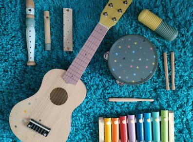 Kids musical wooden instruments