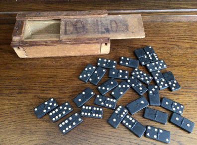 Vintage Dominos in handmade wooden box