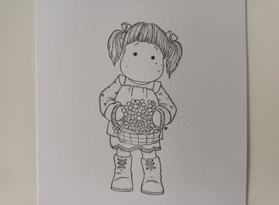 Tilda with Flowers - Magnolia Rubber Stamp