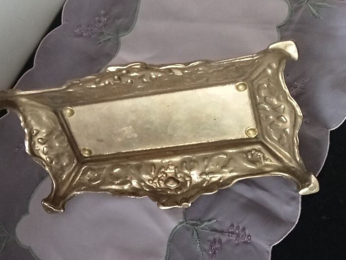 Vintage Large Art Nouveau  Brass Stamp Holder