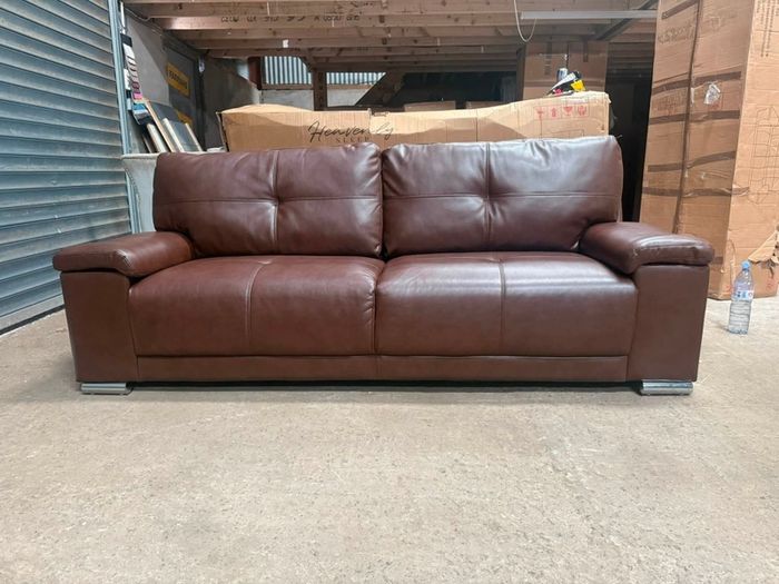 Hanson 3 Seater Brown Leather Sofa