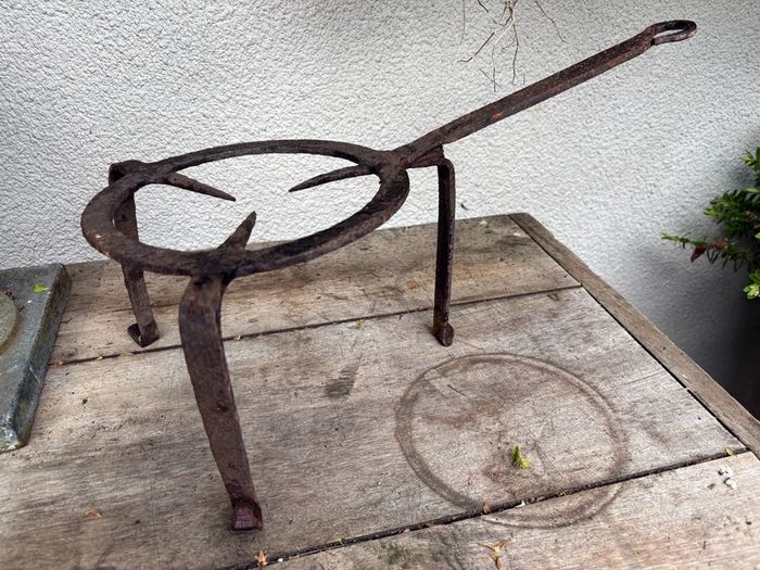 19 th Century Hand Forged wrought iron Fire Hearth Trivet