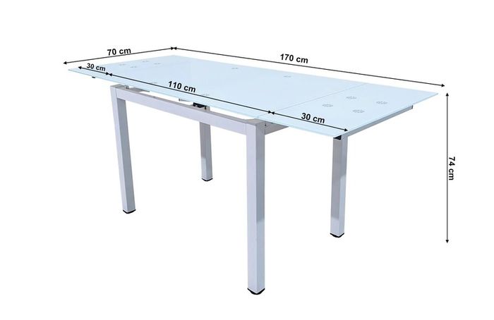 Extendable Glass Dining Table Set + 6chairs