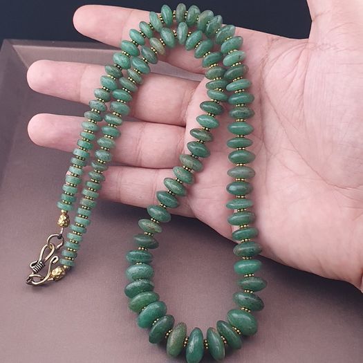 Vintage Tire Shape Jade Beads Necklace 24inches